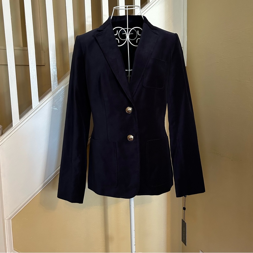 Tommy Hilfiger Navy Women's Velour Blazer